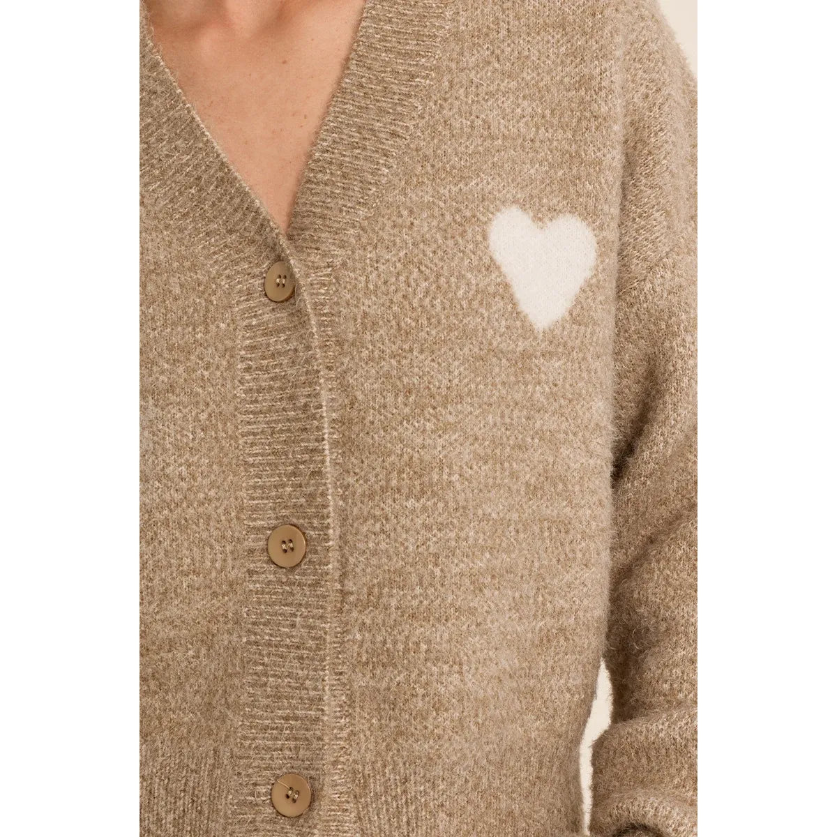 V-Neck Heart Detail Cardigan