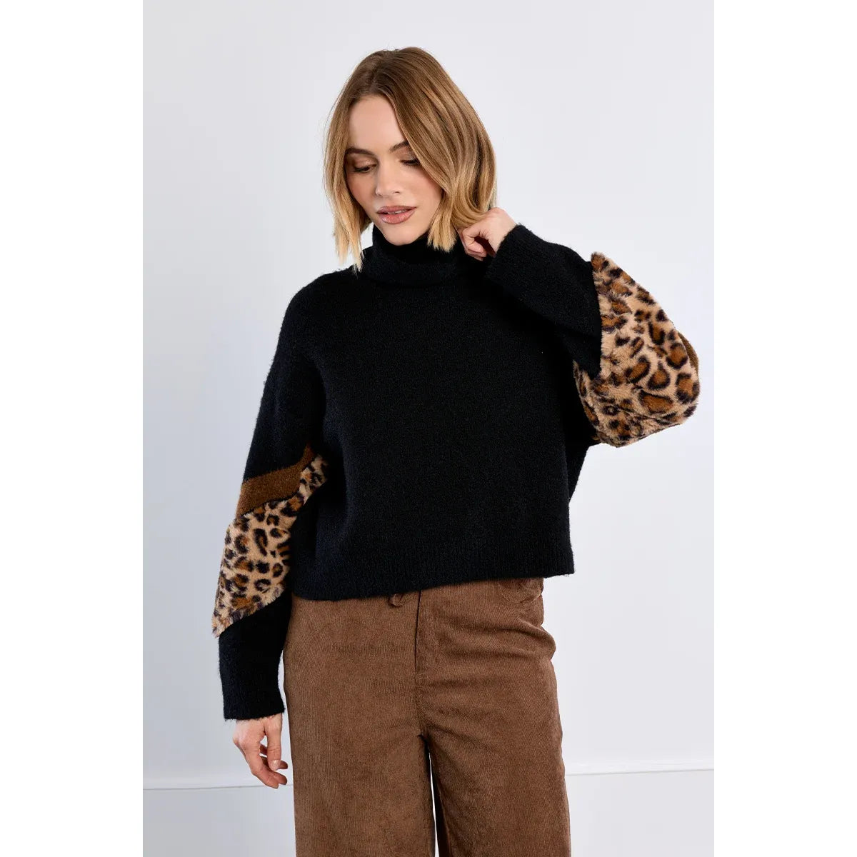 Monroe Leopard Sleeve Sweater