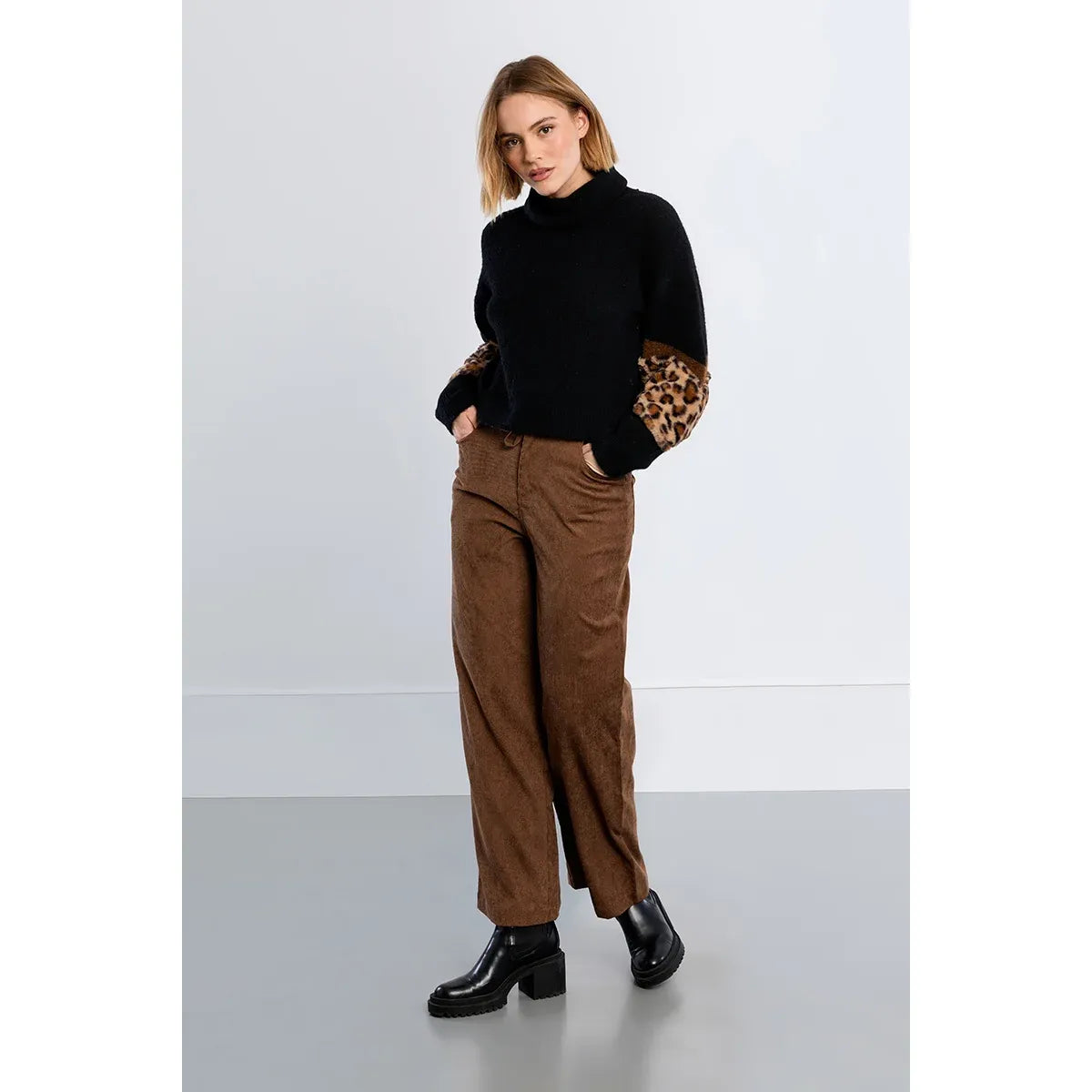 Monroe Leopard Sleeve Sweater