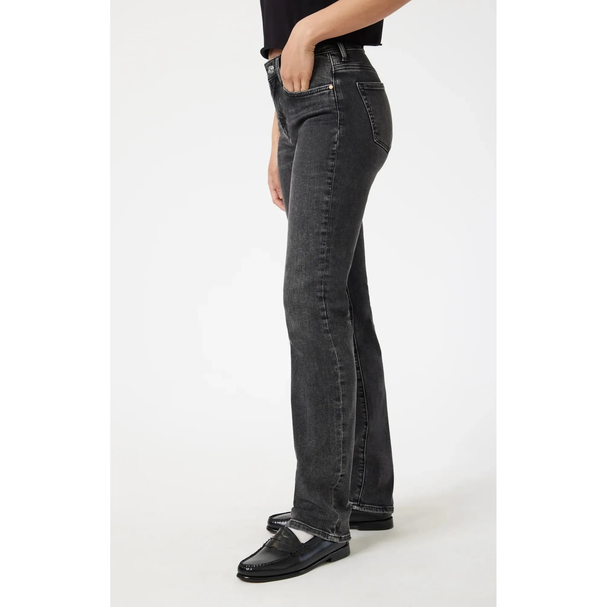 Kendra SuperSoft Straight Leg Jeans | High Rise | 32" Inseam | Dark Blue