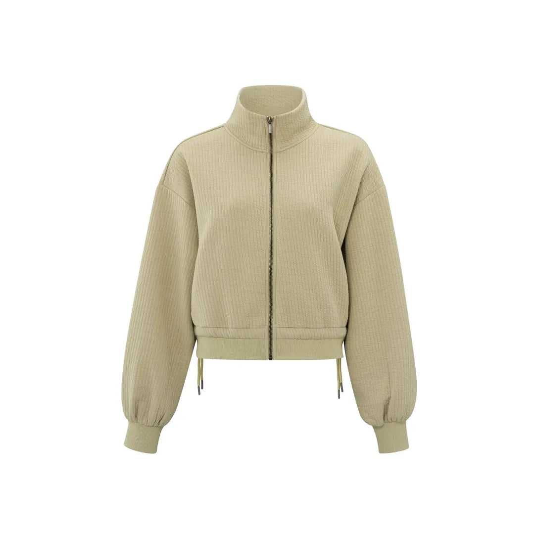 Ribbed Jersey Zip Up