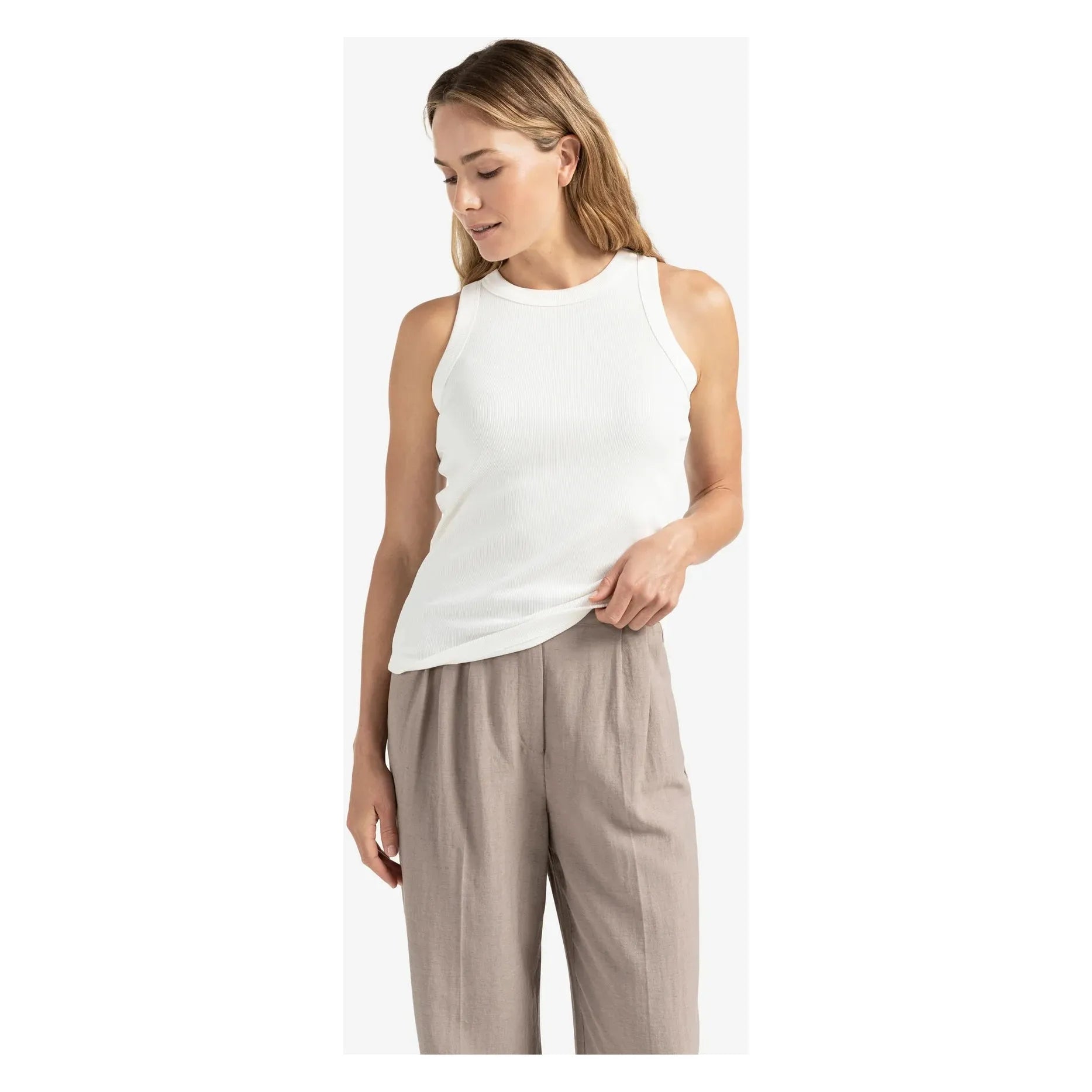 Ribbed singlet with round neckline
