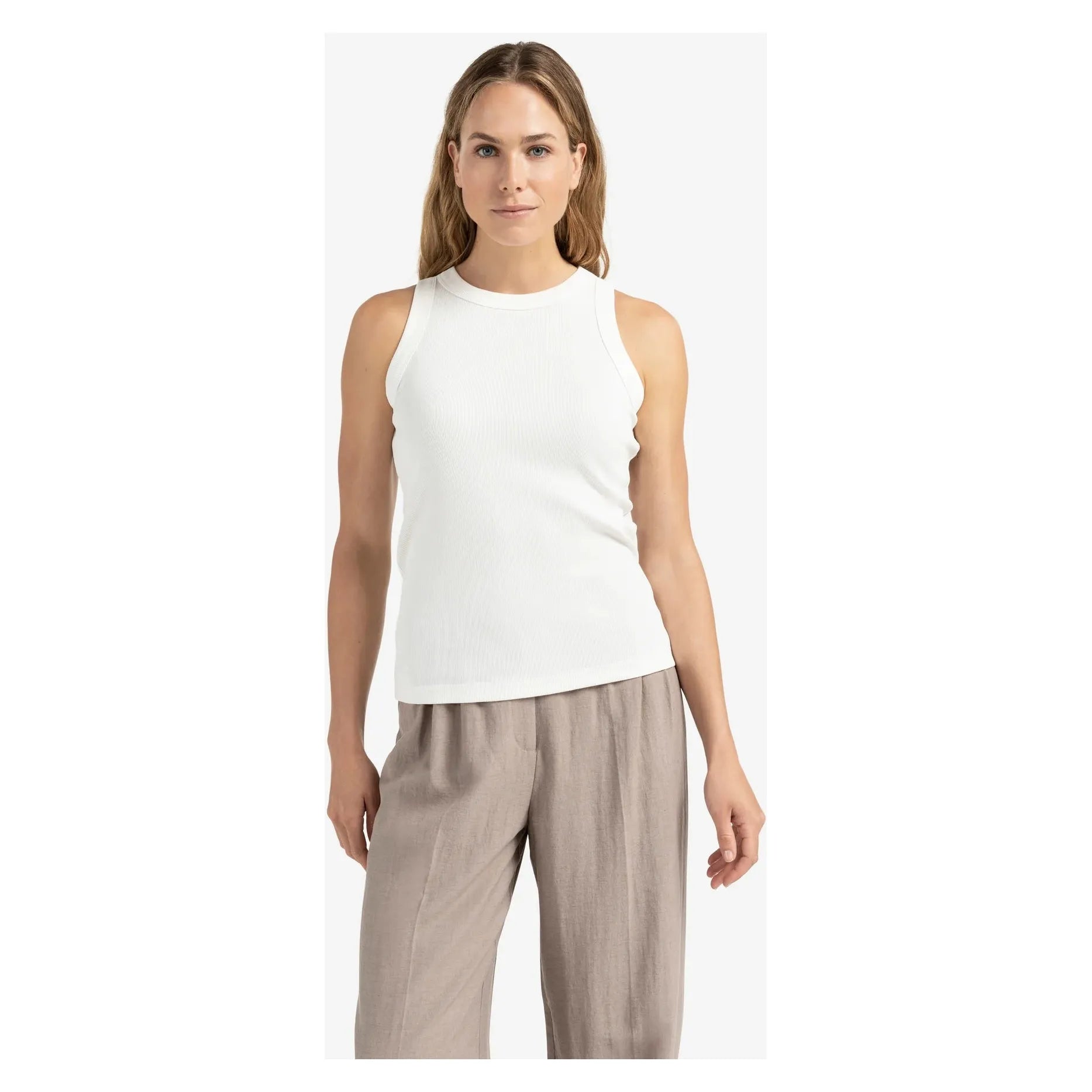 Ribbed singlet with round neckline