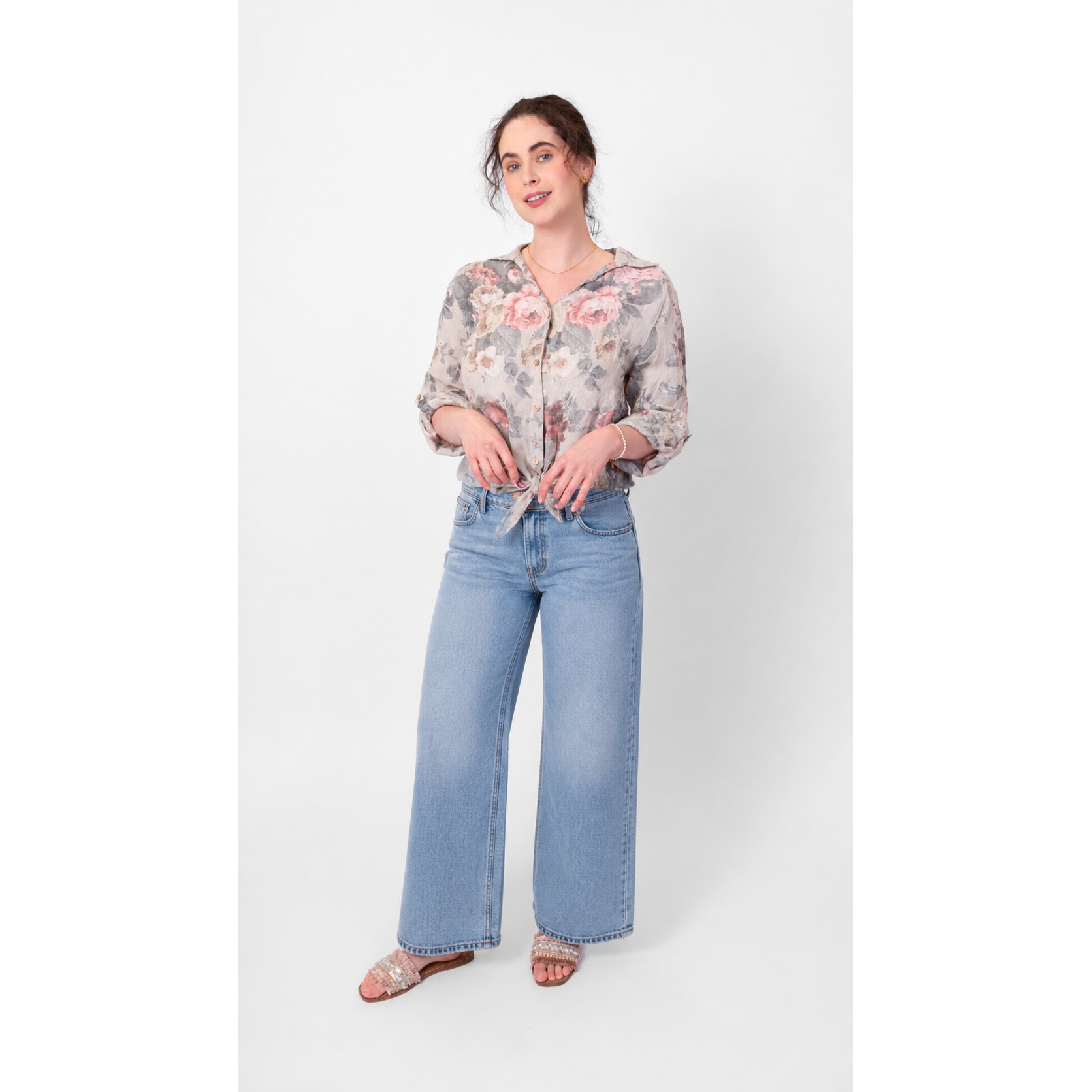 Blush Garden Tie-Front Blouse