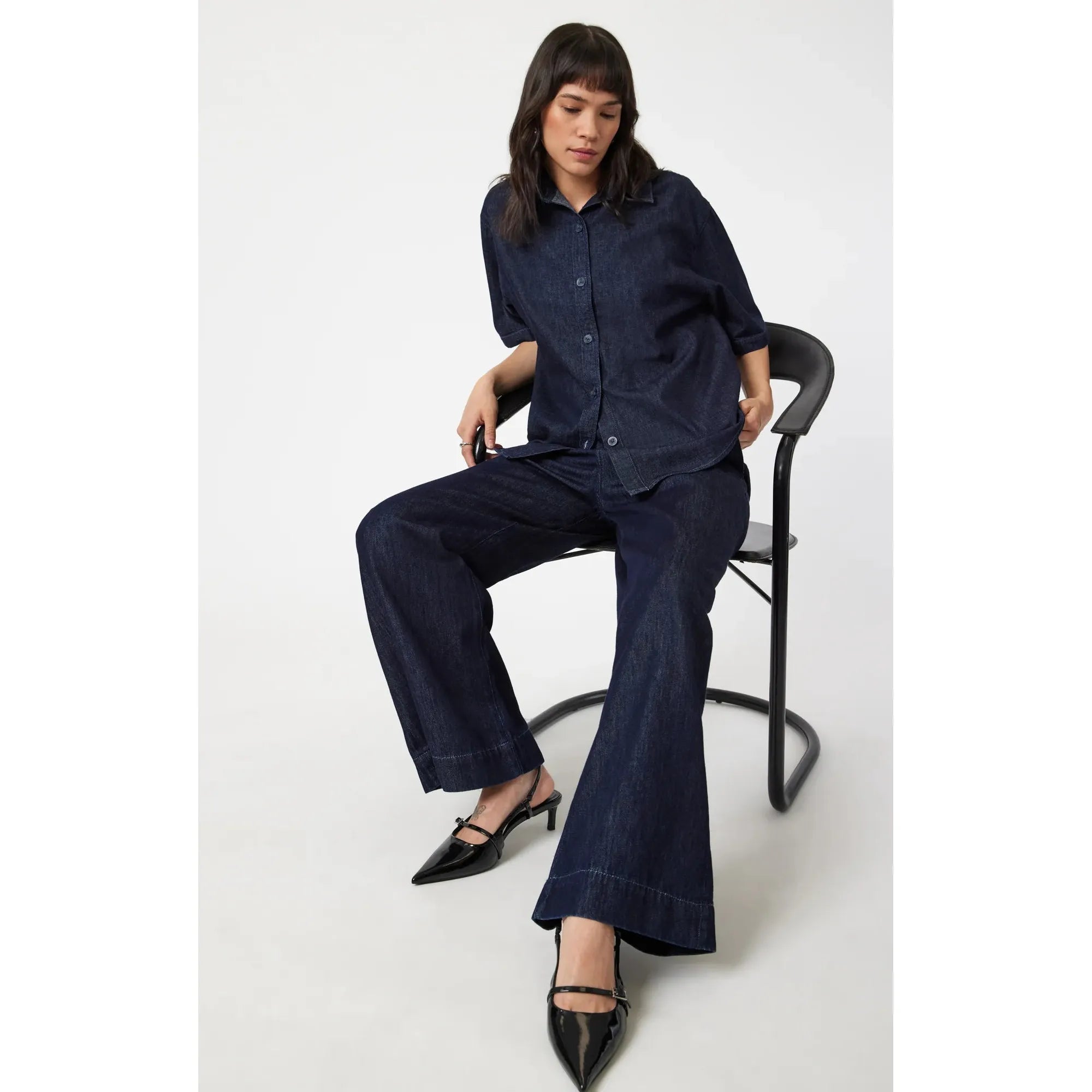 Pera Pleated Wide Leg Jeans | High Rise