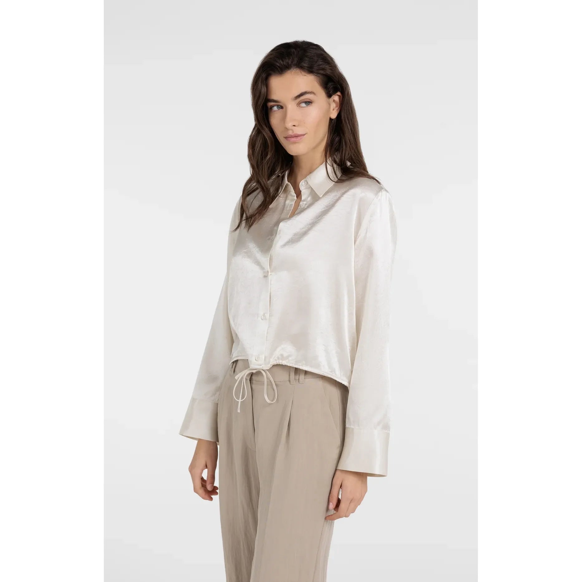 Satin Blouse with Drawstring Hem