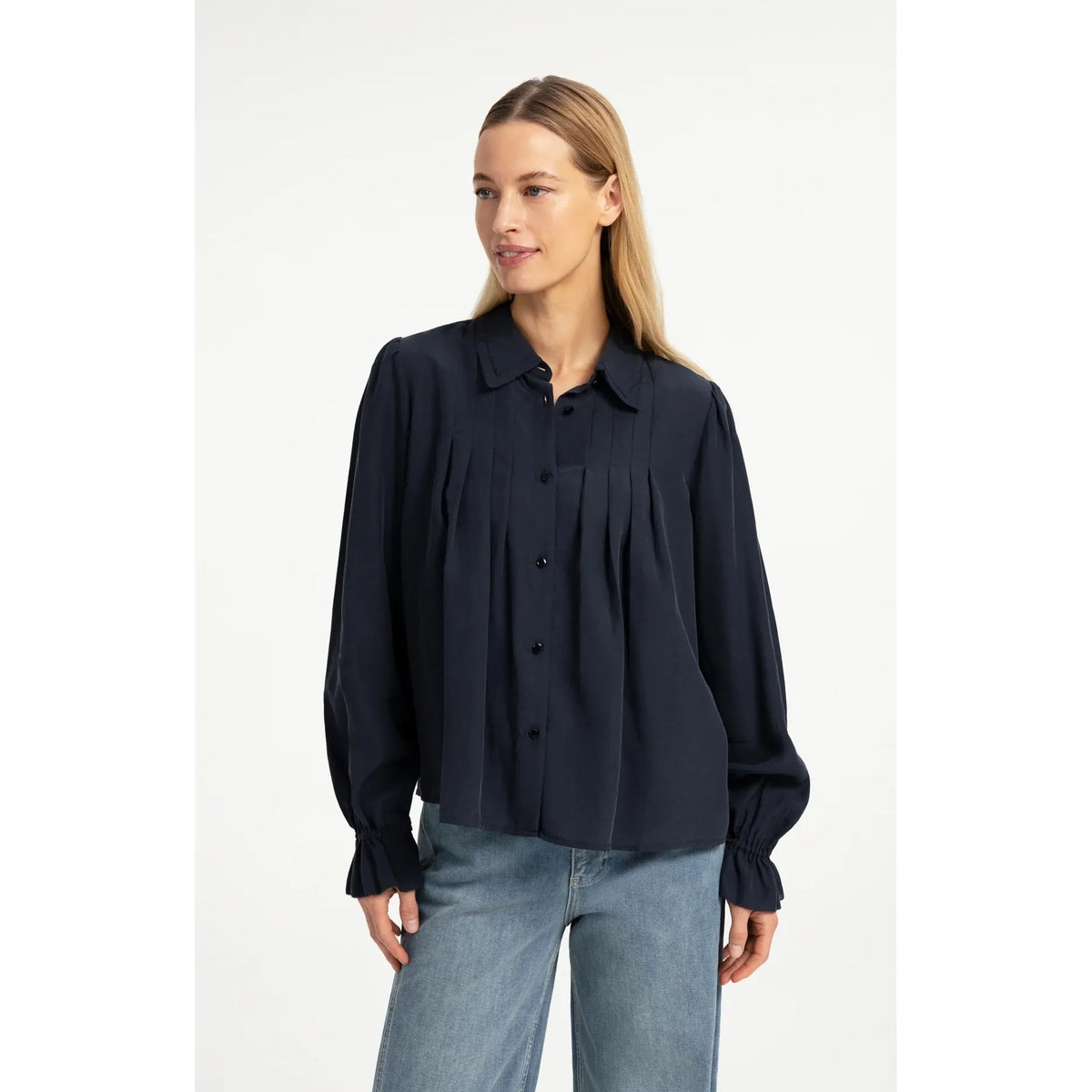 Sheer Pleated Blouse
