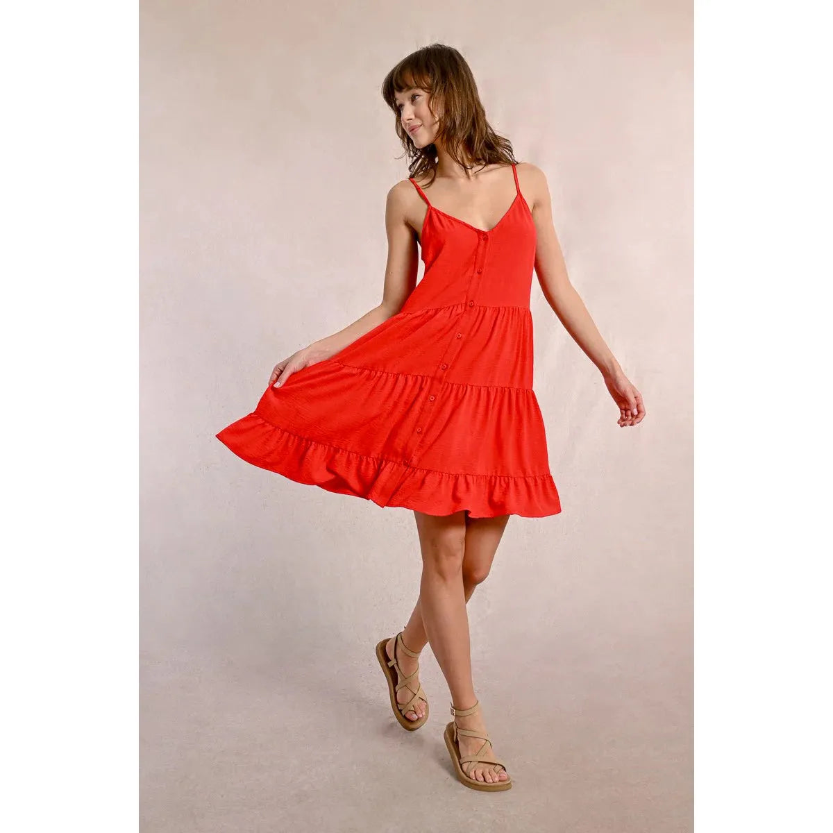 Ruffled Red Tie-Back Dress