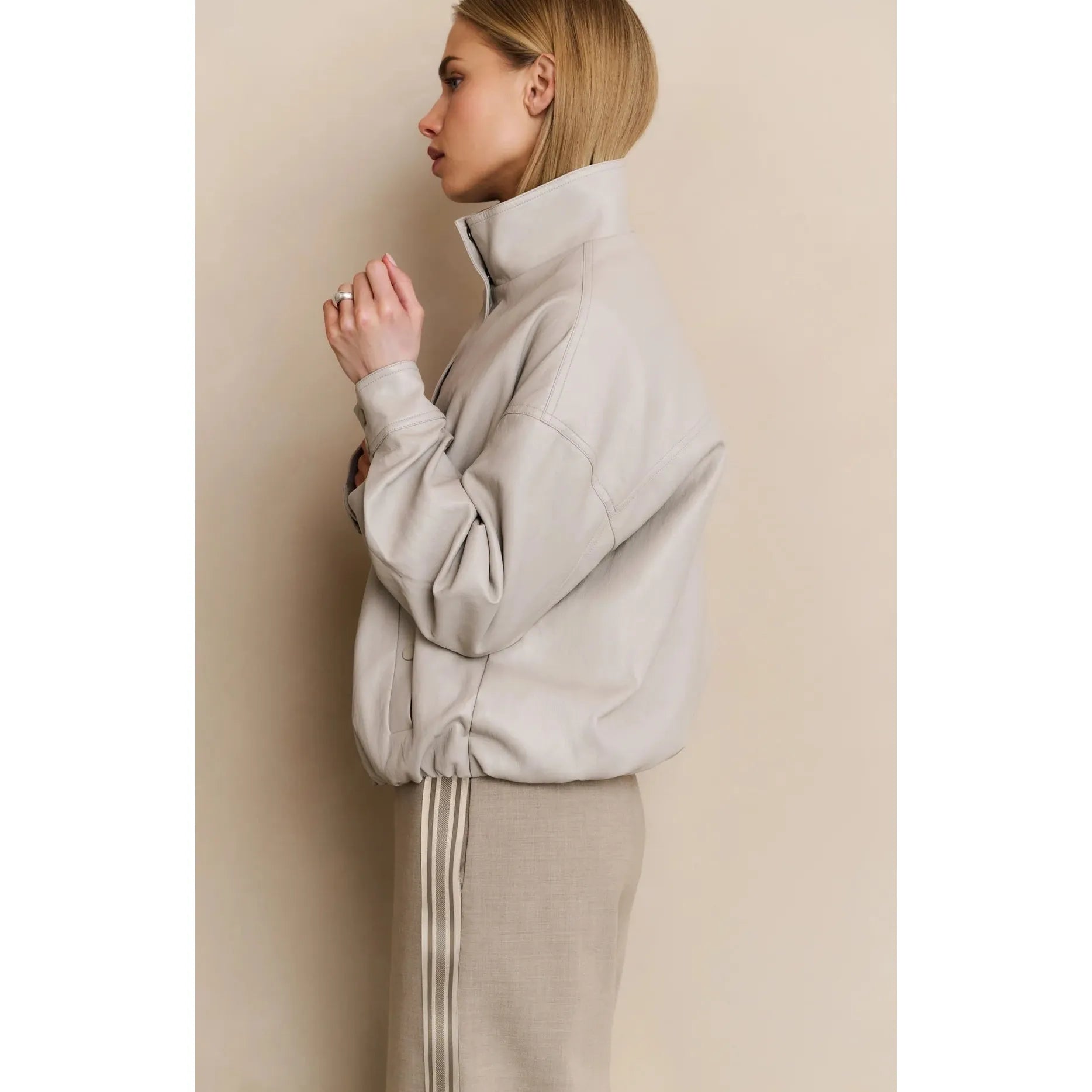 Faux Leather Jacket | Chalk White