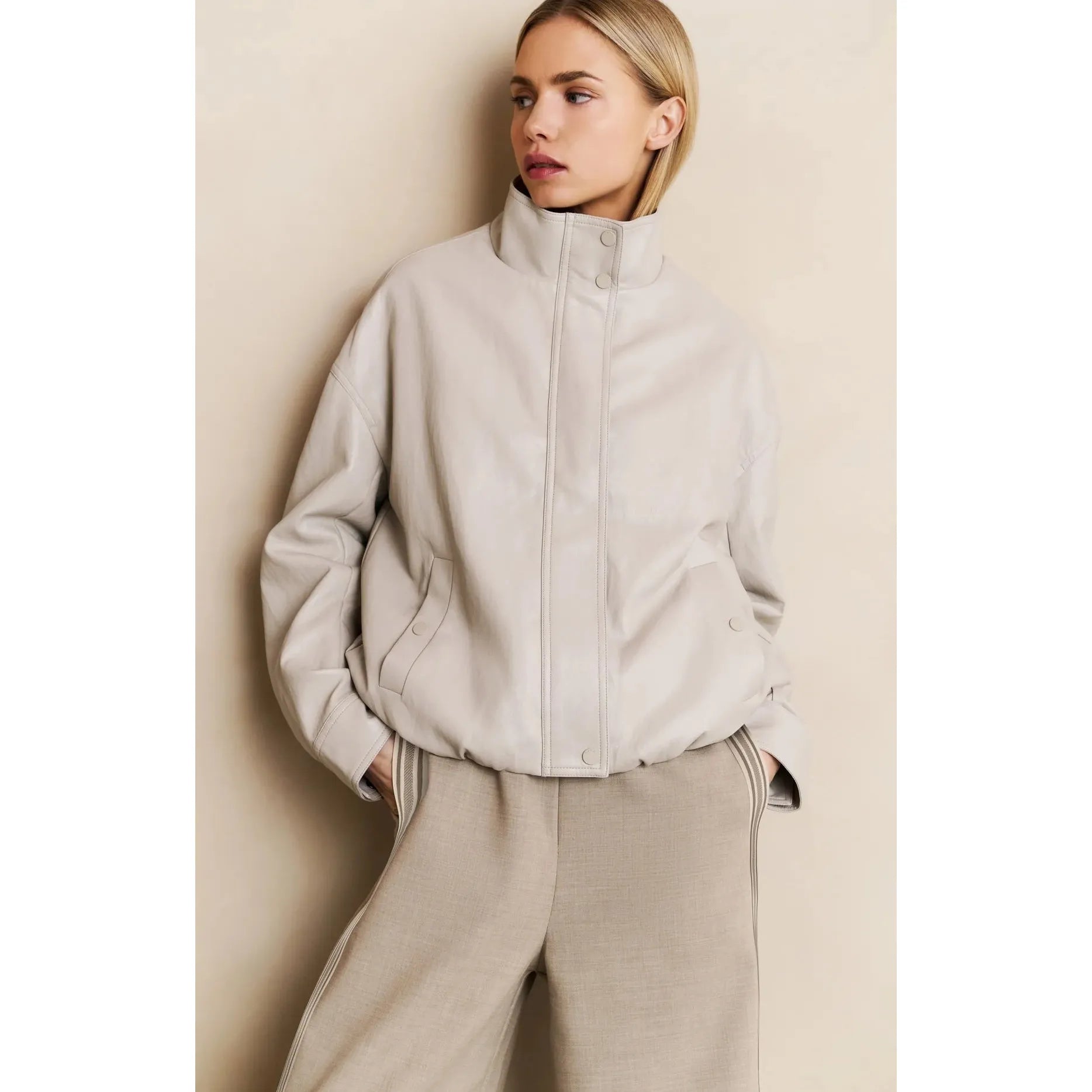 Faux Leather Jacket | Chalk White