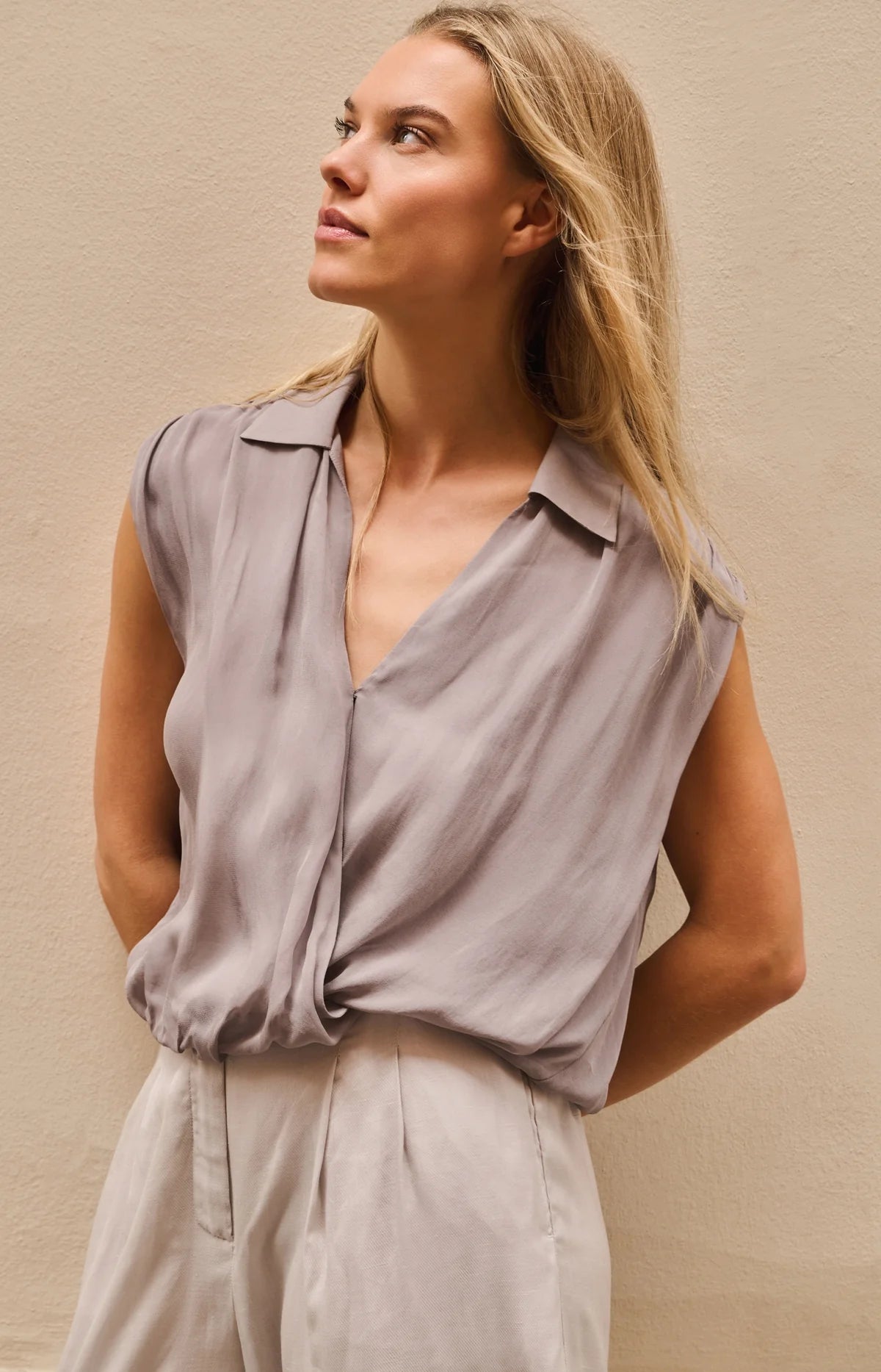 Storm Cloud Wrap Blouse