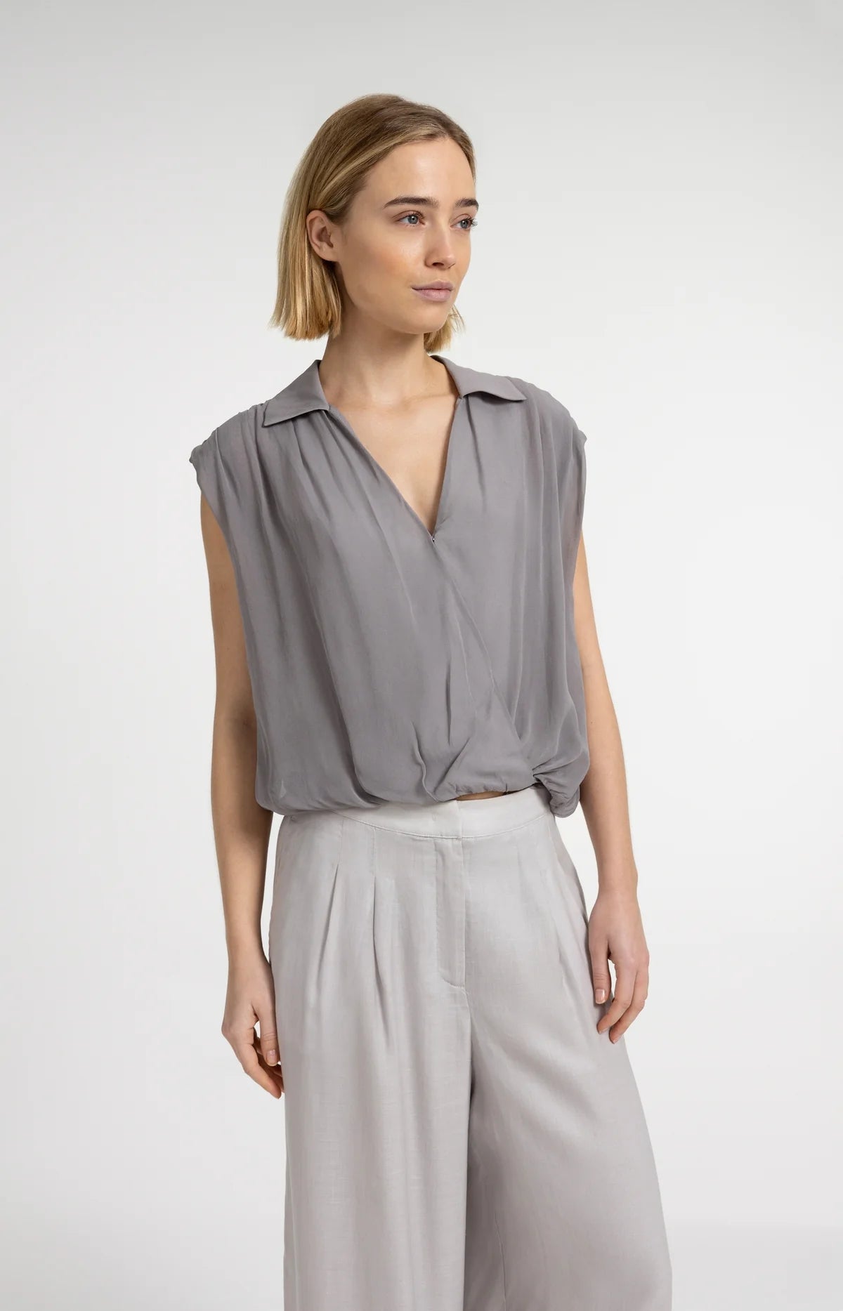 Storm Cloud Wrap Blouse