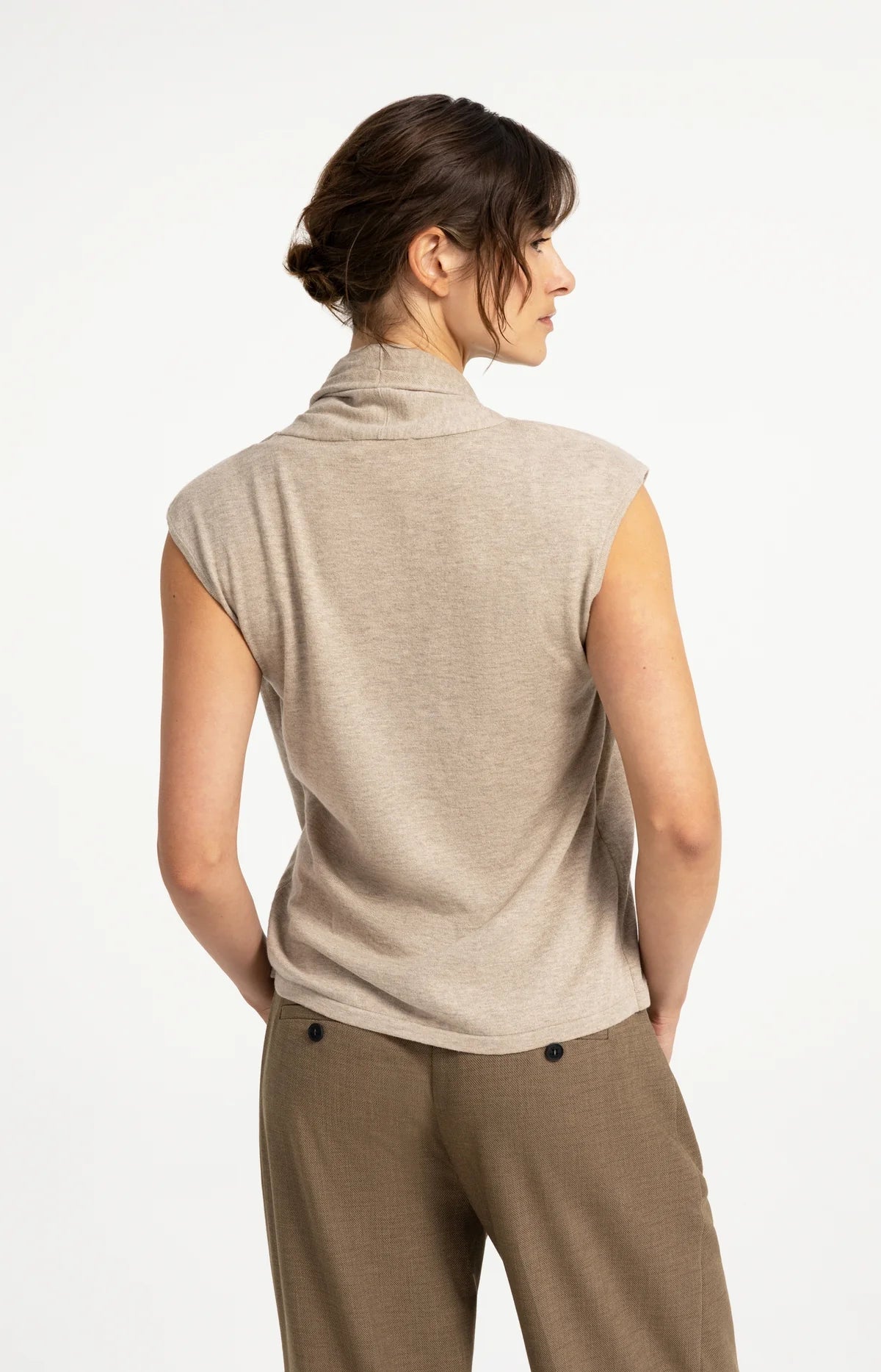 Double Layer Button Sleeveless Cardigan