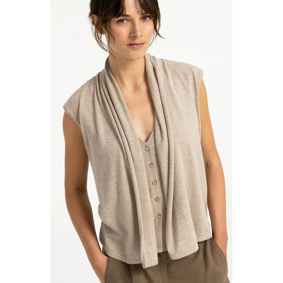Double Layer Button Sleeveless Cardigan