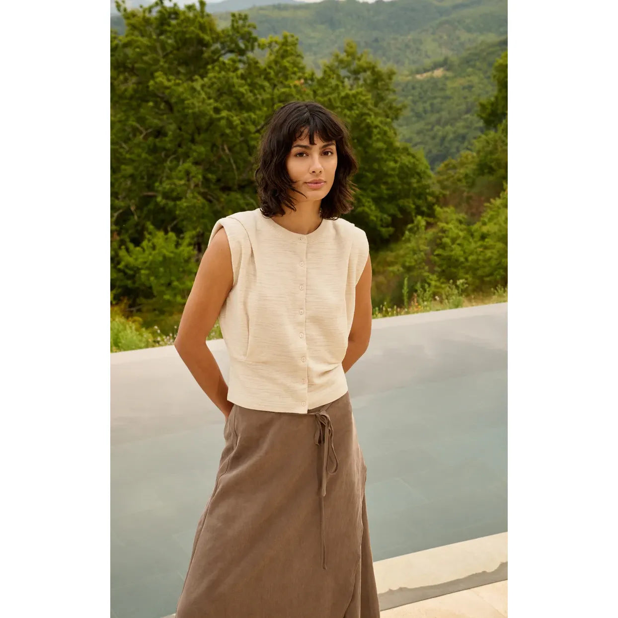 Shoulder Detail Cardigan with Fitted Waist