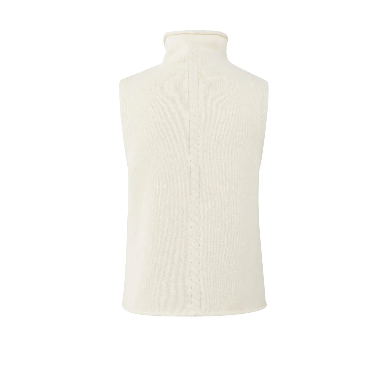High Neck Sleeveless Sweater with Cable Detail