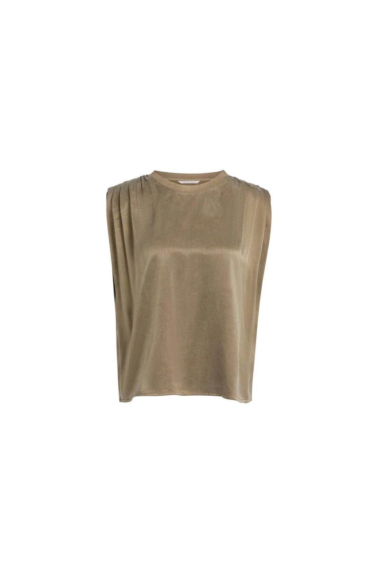 Sleeveless Top w/ Shoulder Pleats