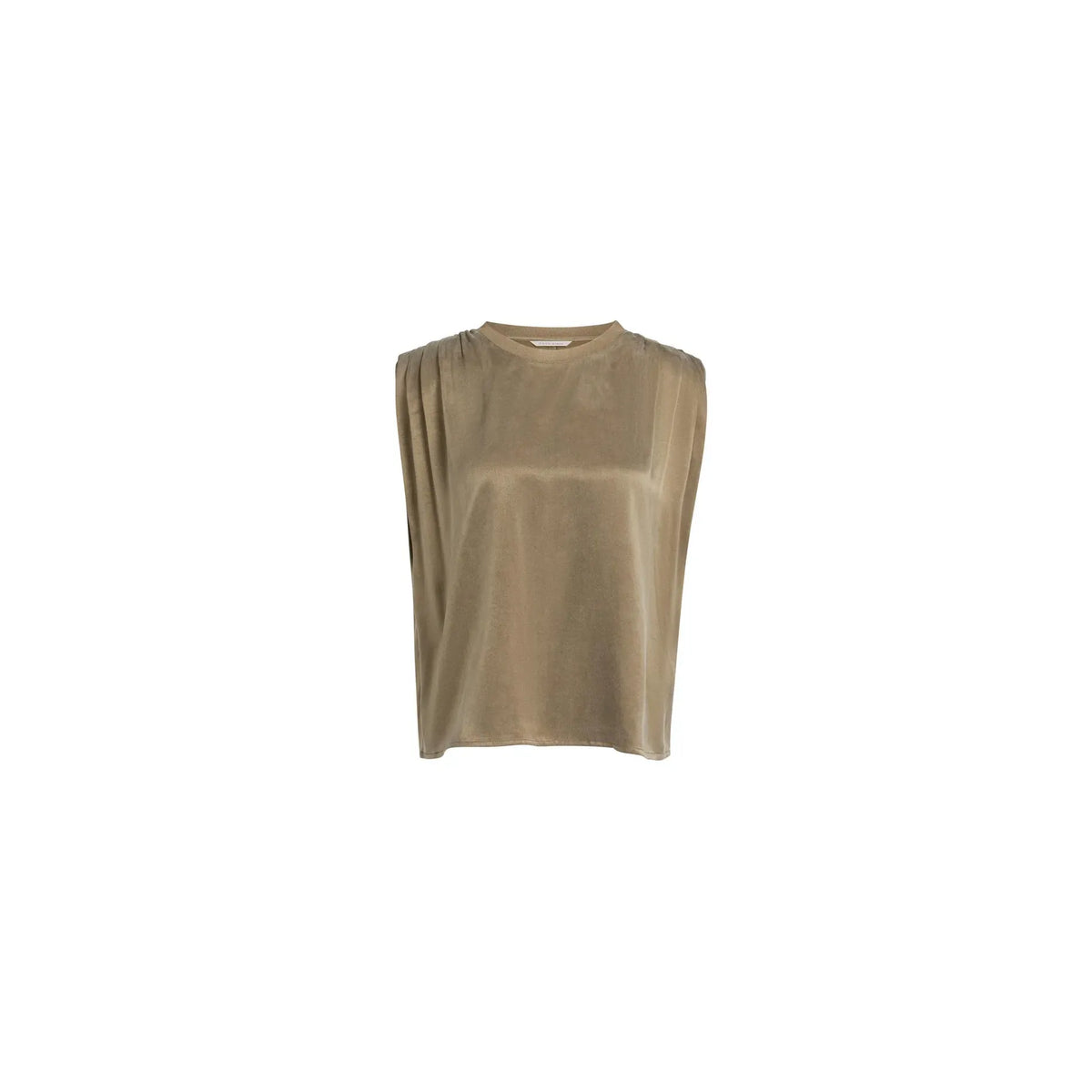 Sleeveless Top w/ Shoulder Pleats