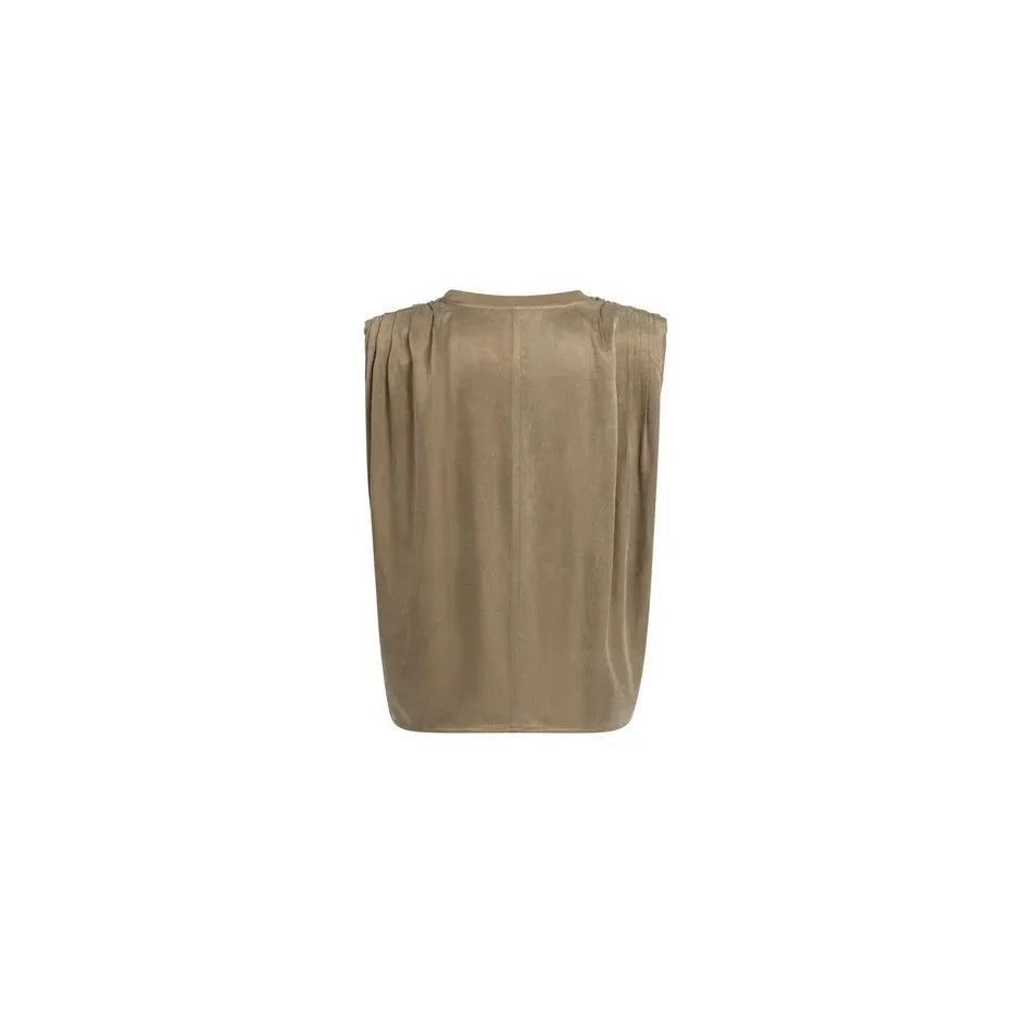 Sleeveless Top w/ Shoulder Pleats