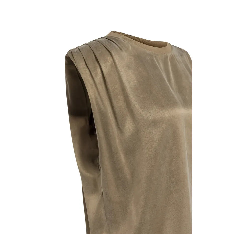 Sleeveless Top w/ Shoulder Pleats
