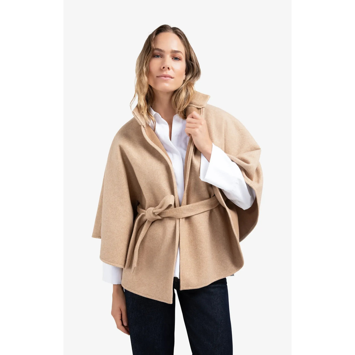 Soft Woven Belted Poncho