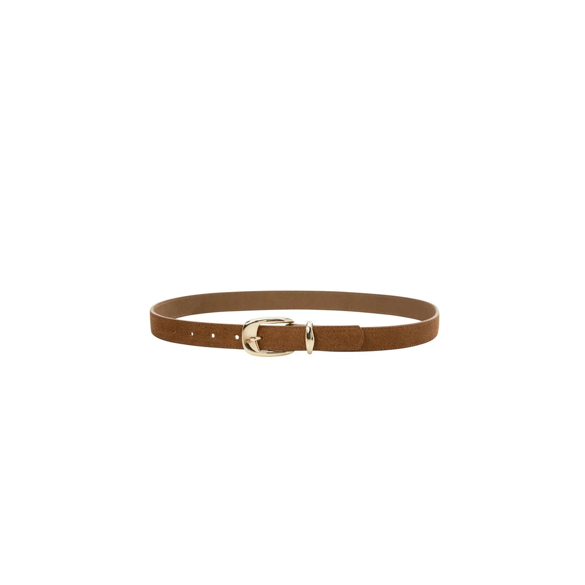 Suede Belt with Gold-Tone Buckle