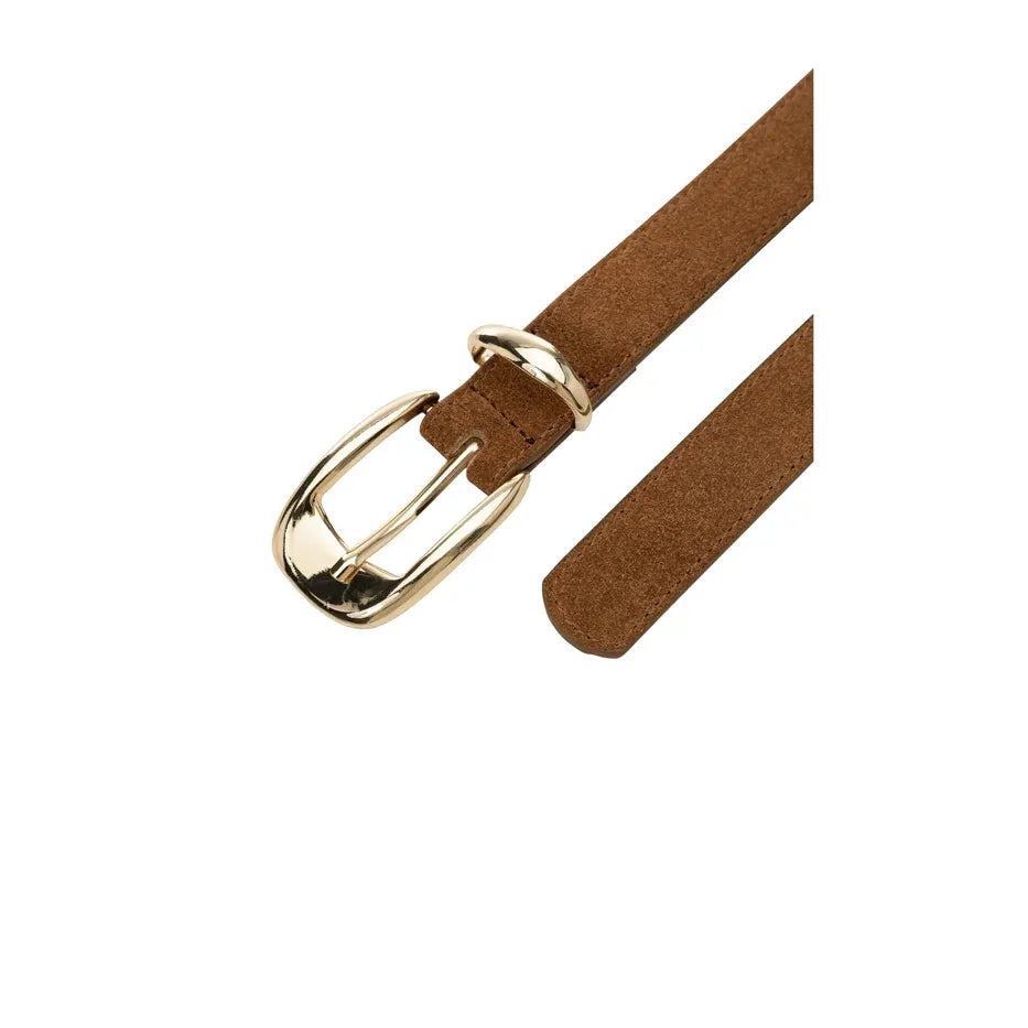Suede Belt with Gold-Tone Buckle