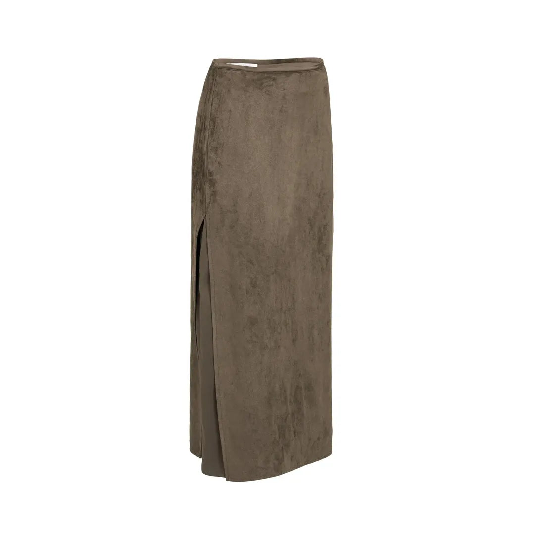 Suedine Midi Skirt