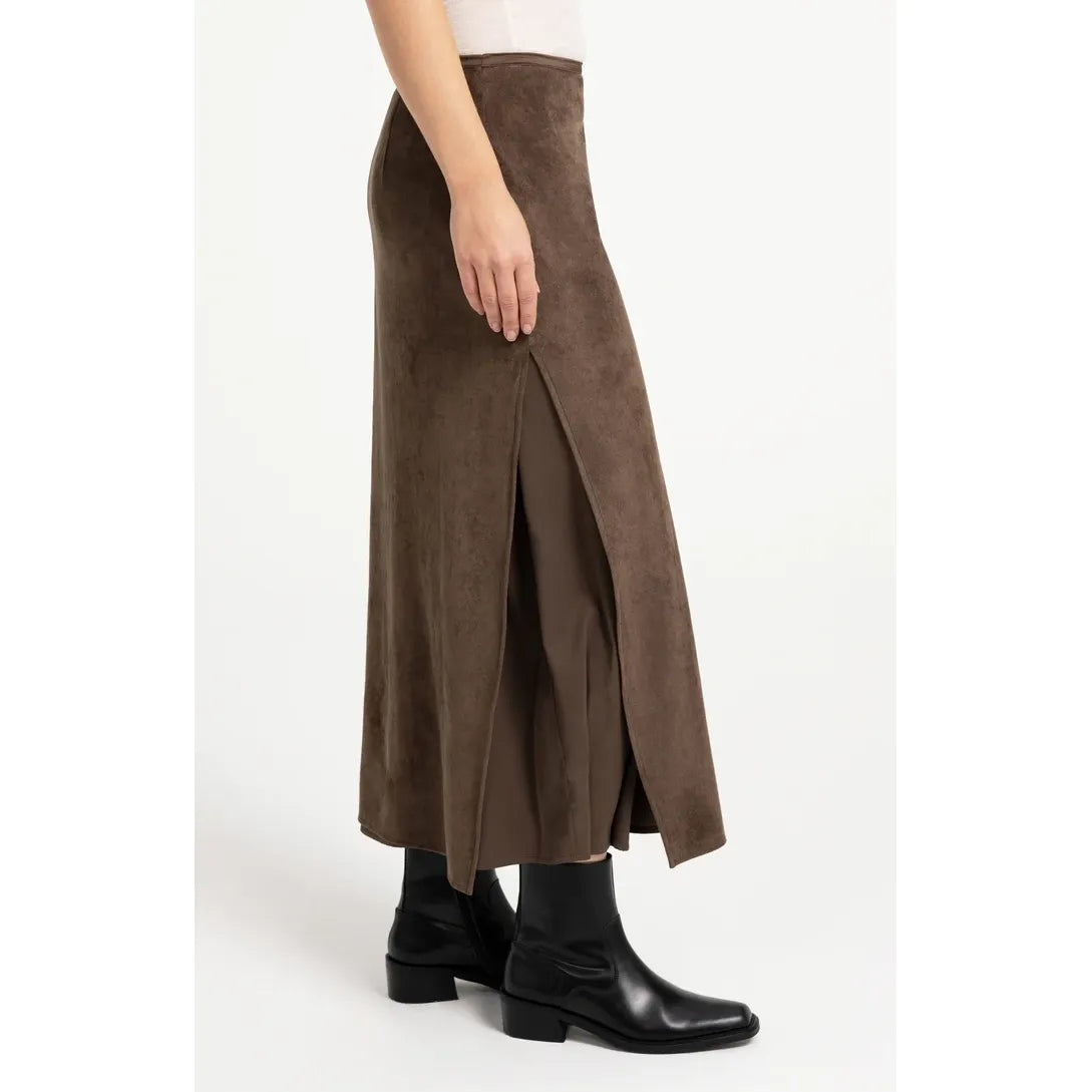 Suedine Midi Skirt