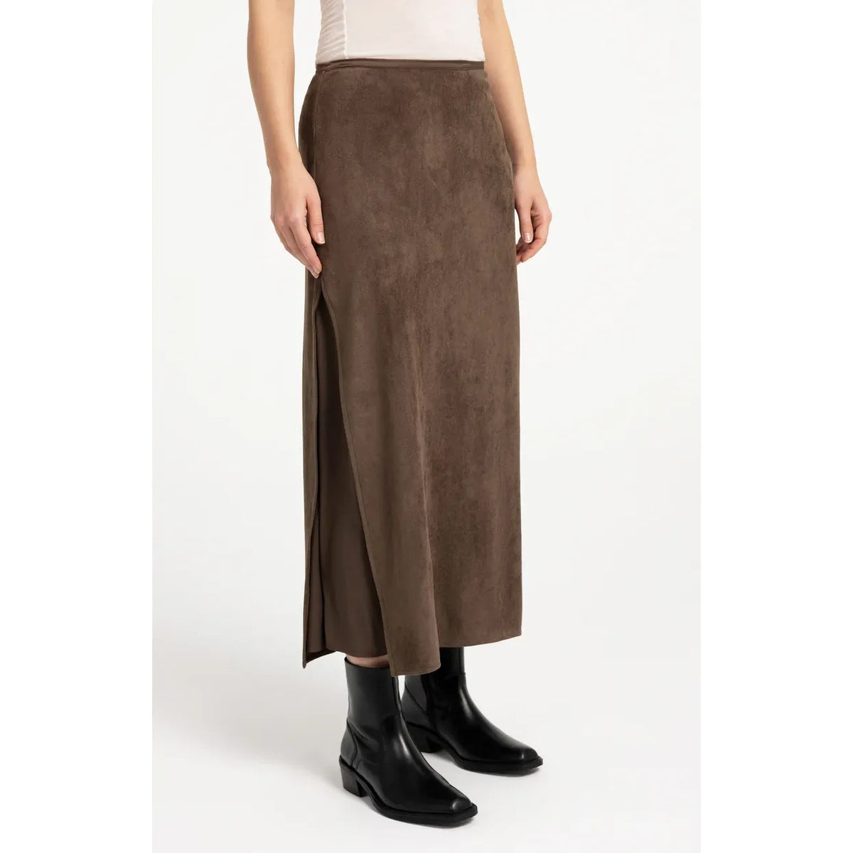 Suedine Midi Skirt