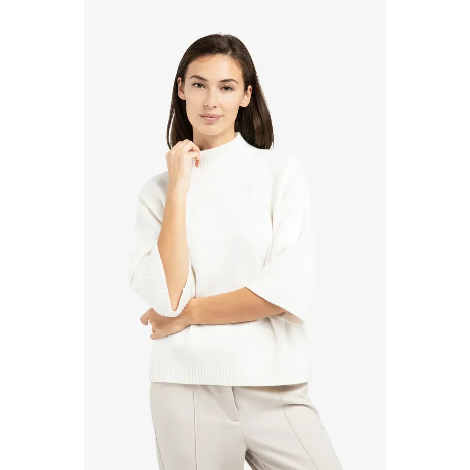 3/4 Ribbed Mock Neck Sweater