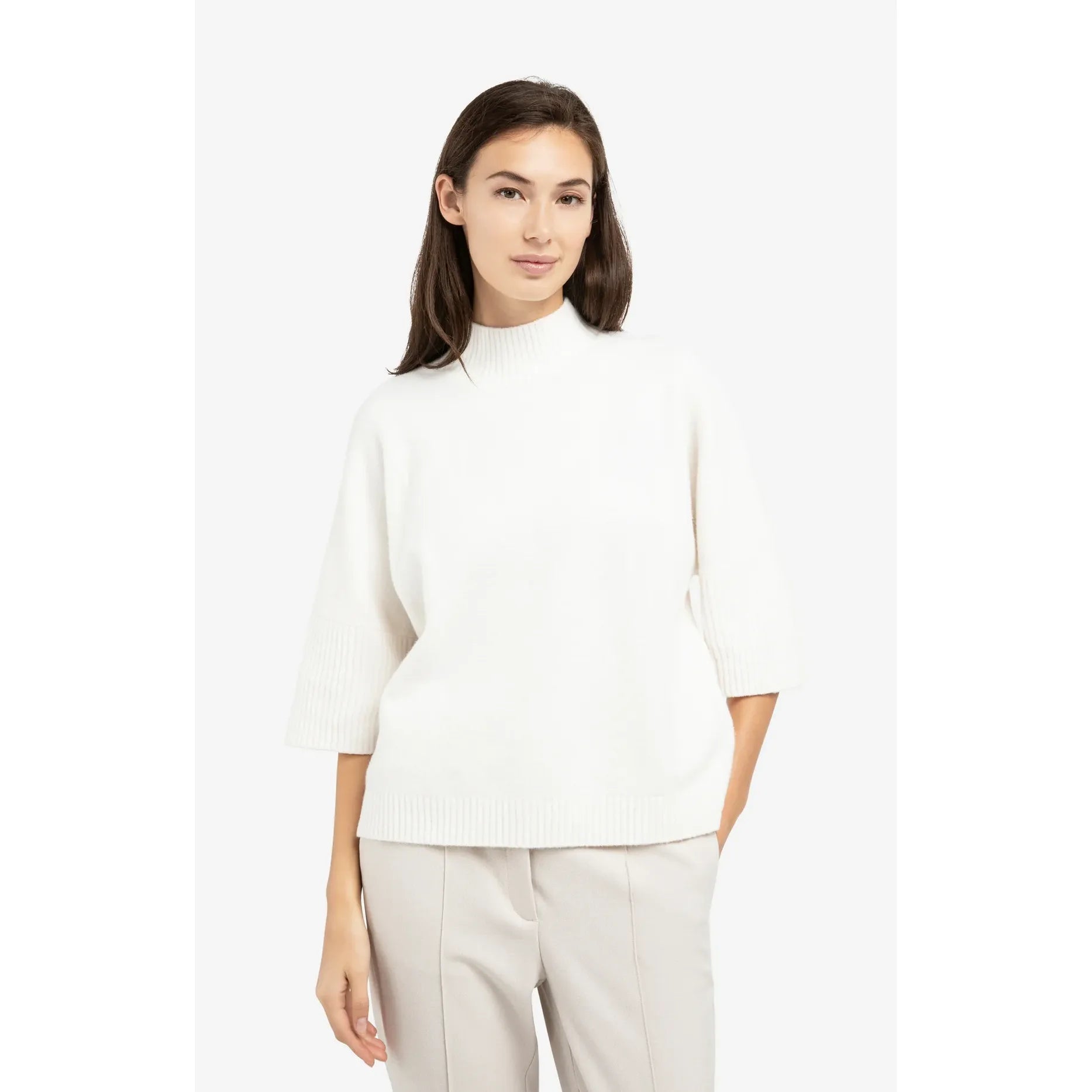 3/4 Ribbed Mock Neck Sweater
