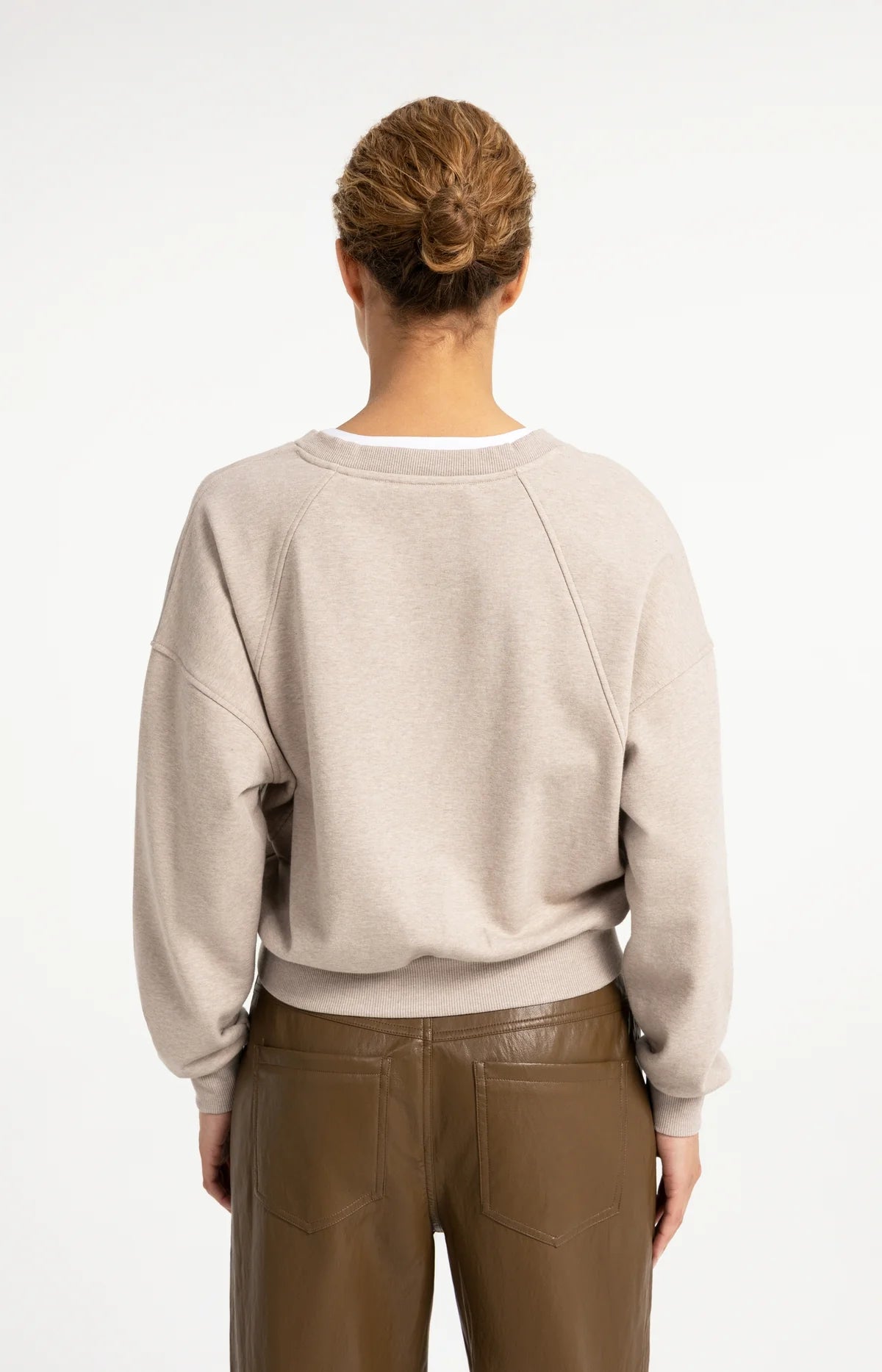 Woven Collar V-Neck Sweatshirt