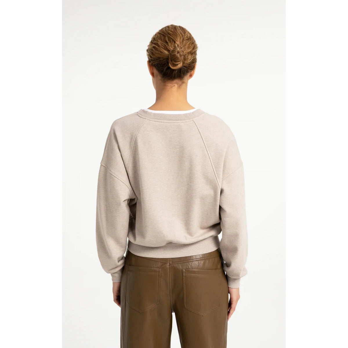 Woven Collar V-Neck Sweatshirt