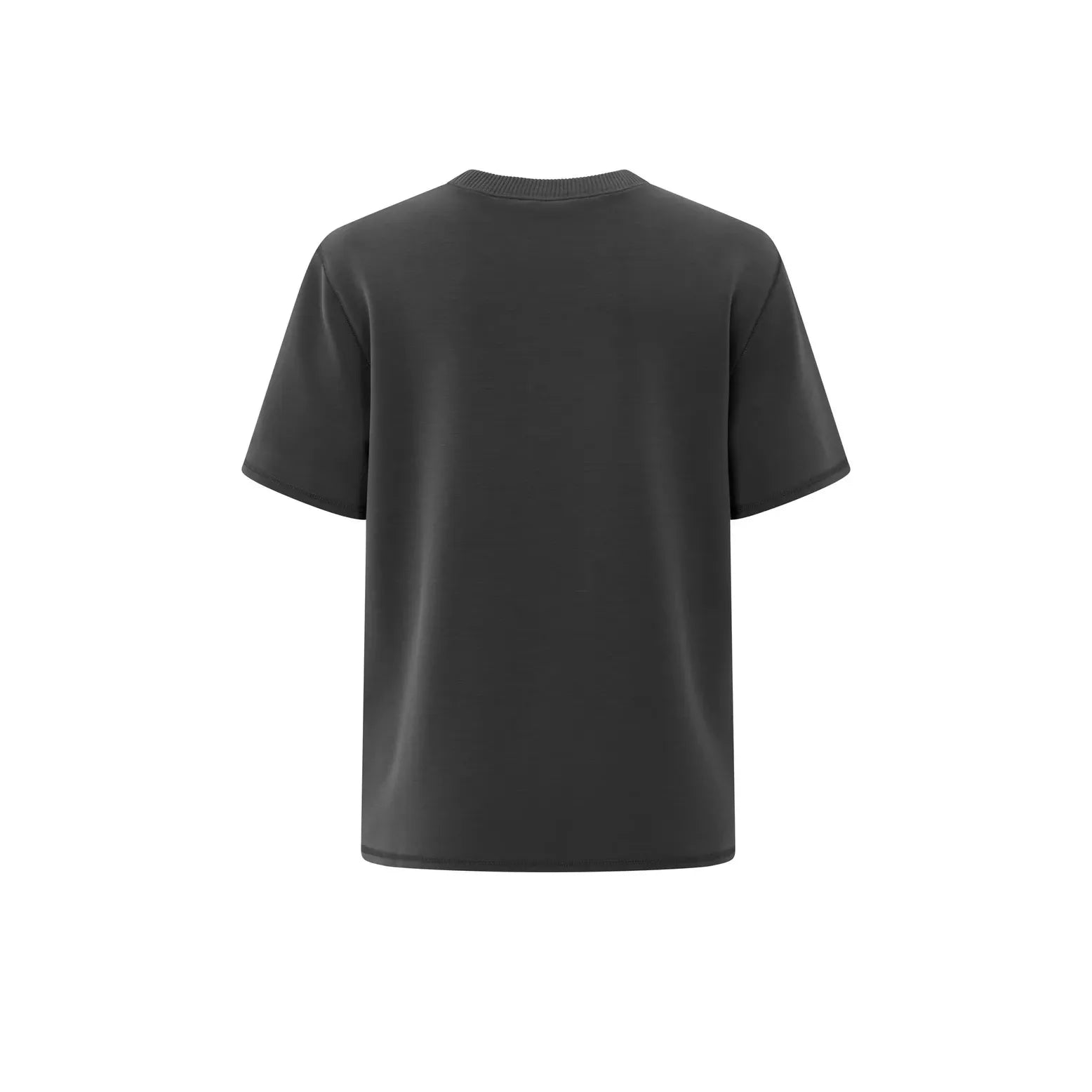 T-shirt with Knitted Ribbed Neckline