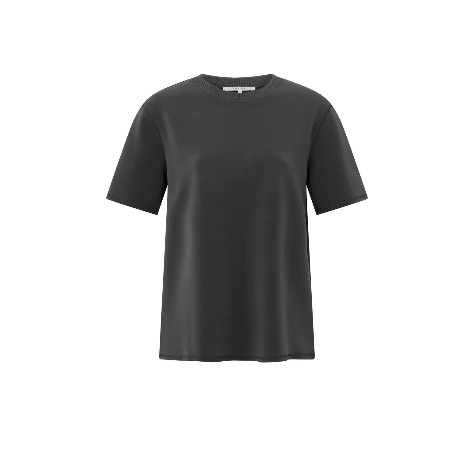 T-shirt with Knitted Ribbed Neckline