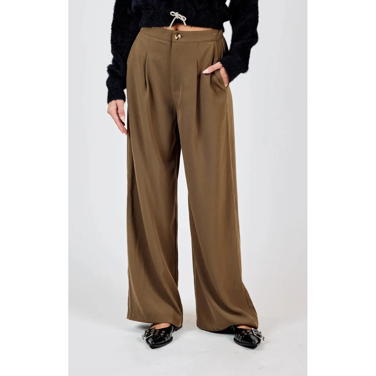 Silent Streets Wide Leg Pleated Pants