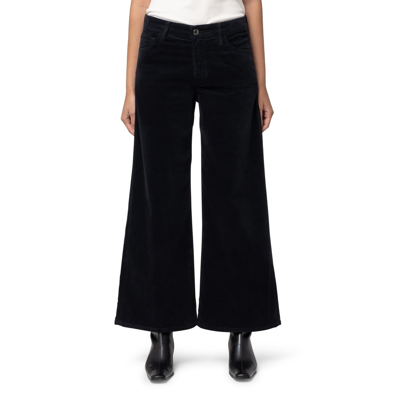 Paloma Mid Rise Black Velvet Pants