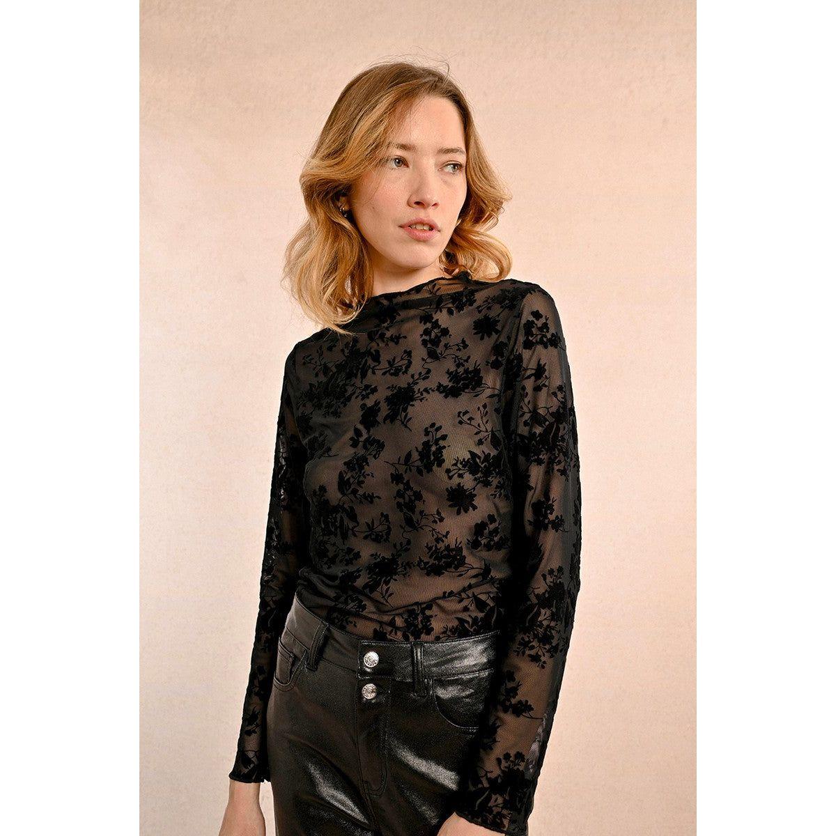 The Velvet Flocked Mesh Top