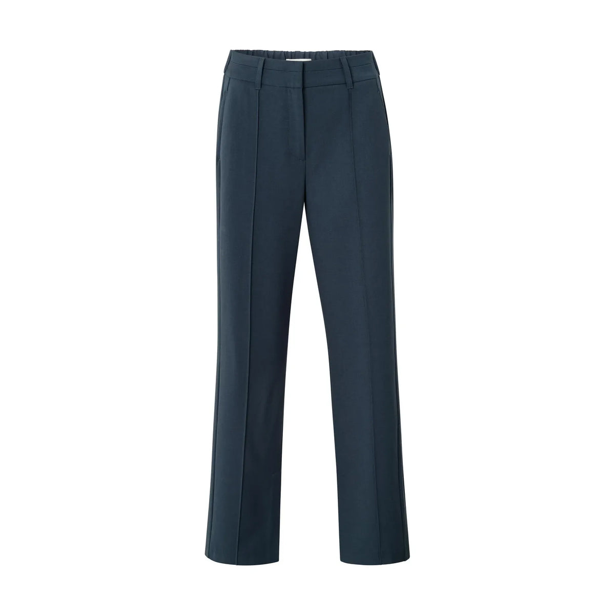 Woven Wide Leg Trousers w/ Decorative Seams & Slit