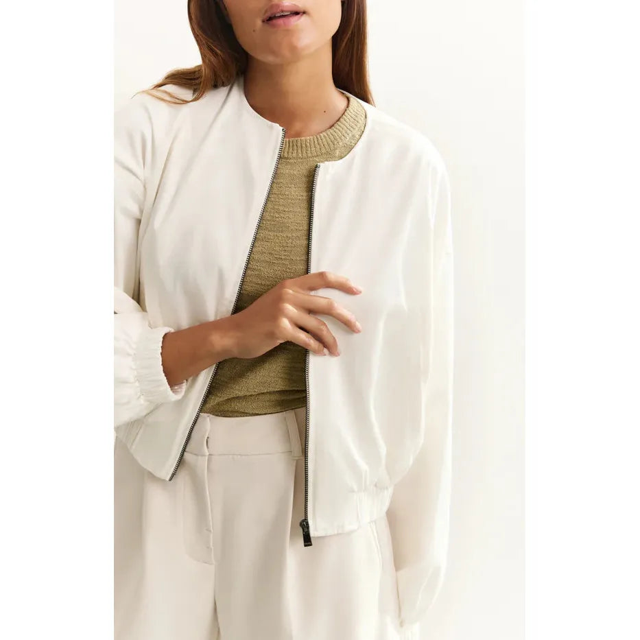Woven Cropped Summer Bomber Jacket