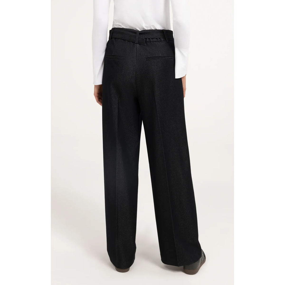 Woven Wide Leg Trousers w/ Belt