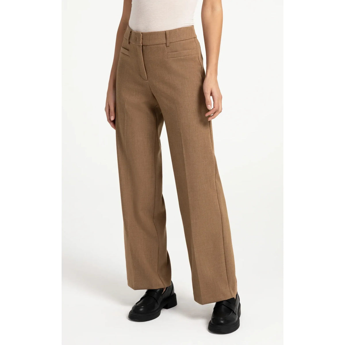 Woven Straight Leg Trouser|Mid Waist