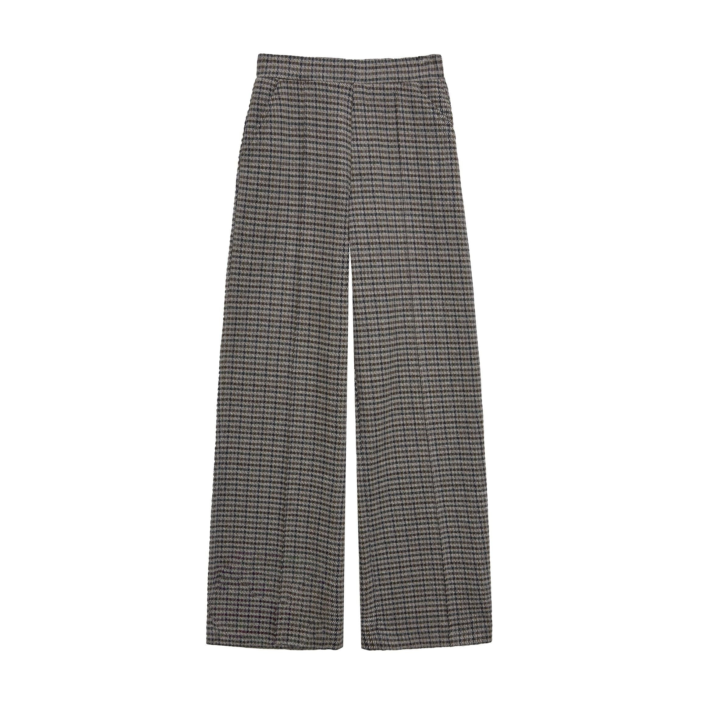 Jacquard Check Wide Leg Trousers