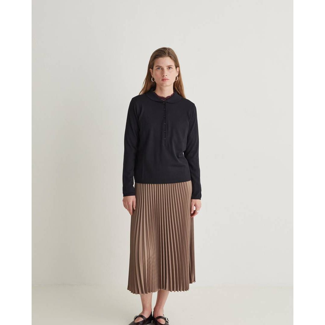 Pleated Skirt with Elastic Waistband